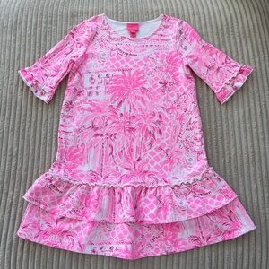 Lilly Pulitzer Girl’s Kailyn Dress Pink Blossom Palm Beach Paradise XL